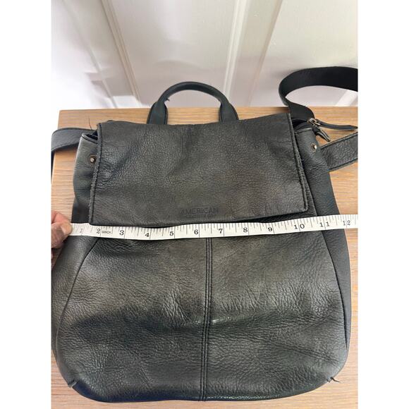 American Leather Company Bag Black Genuine Leather Preppy School Backpack - Picture 12 of 12